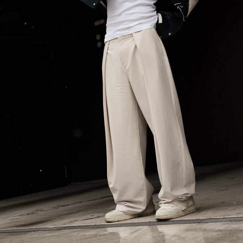High-waisted Pleated Casual Pants