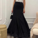 Ruffled Pleated Maxi Skirt - black