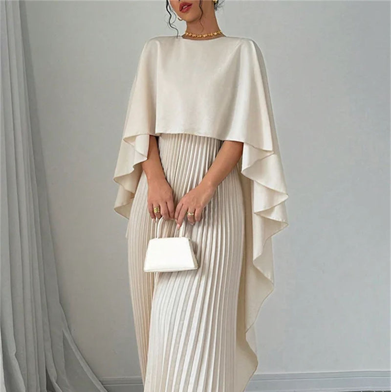 Loose Batwing Sleeve Maxi Dress - milky white
