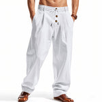Breathable Cotton Linen Loose Pants - white