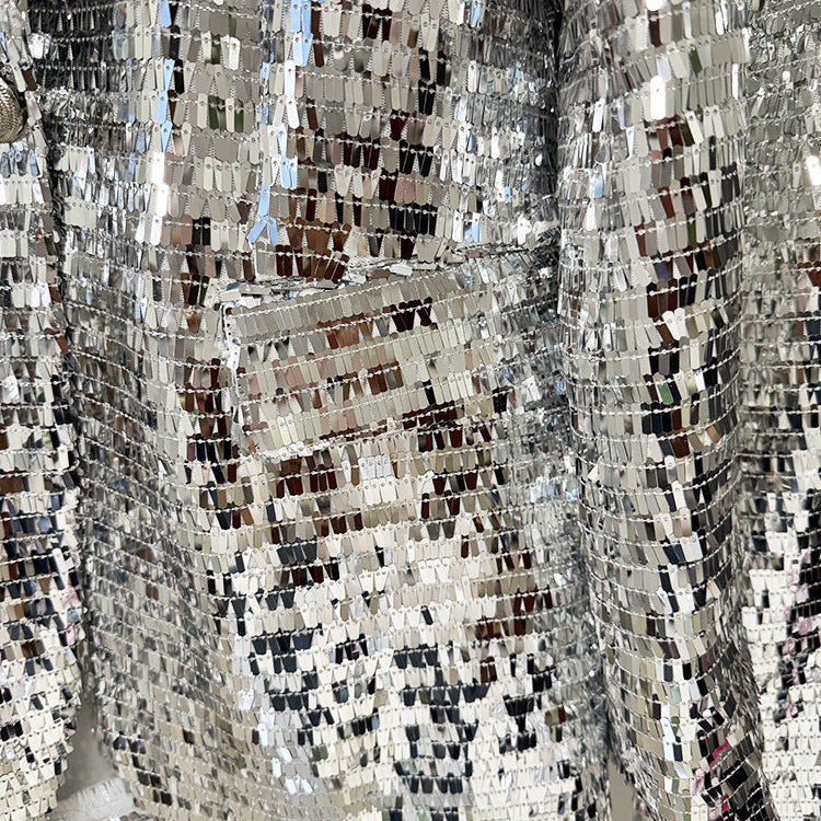 Silver Sequin Blazer & Flared Trouser Suit