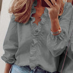 Elegant Long Sleeved Ruffled Lantern Blouse