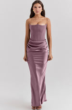 Tube Top Backless Evening Maxi Dress - mauve
