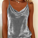 Velour Sleeveless Tops - grey