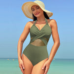 Halter-neck One-piece Cross-strap Design