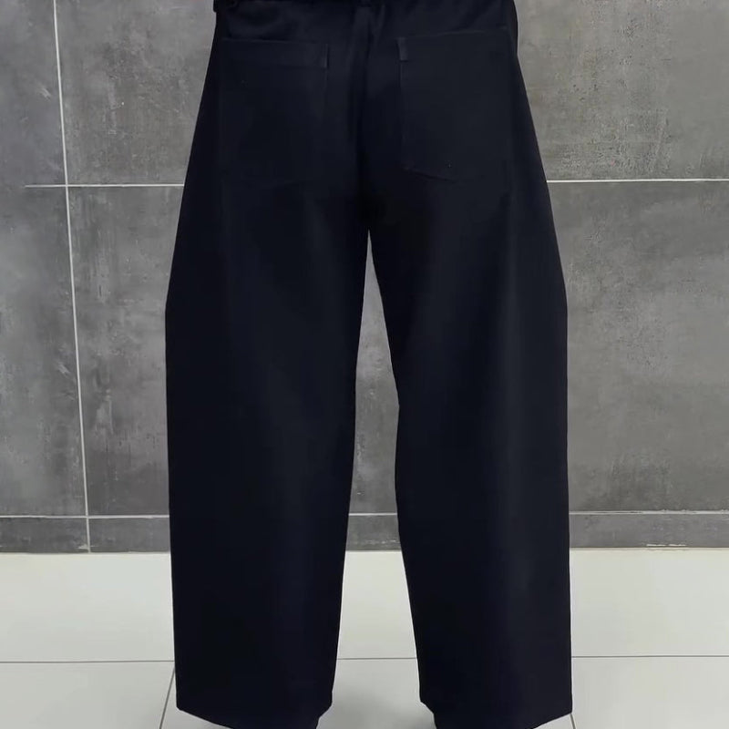 Black 3D Tailored Wide-Leg Cropped Pants