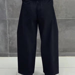 Black 3D Tailored Wide-Leg Cropped Pants
