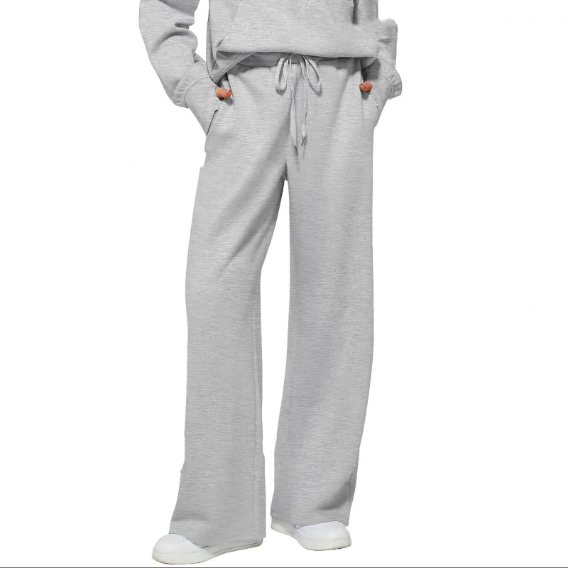 Half Zip Long Sleeve Sweatshirt And Wide Leg Pants Set