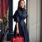 Bat Sleeve Trench Coat - Navy Blue