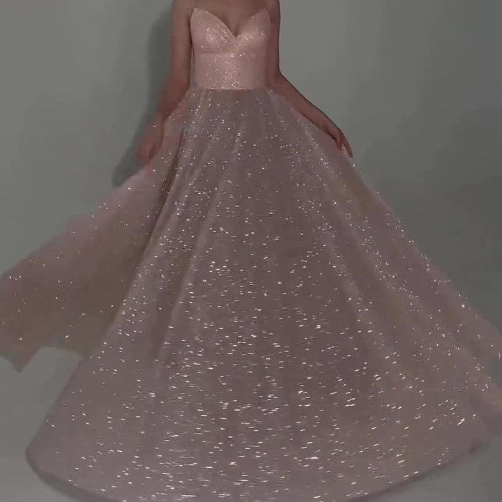 Sequined Backless Evening Maxi Dress
