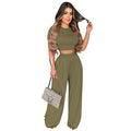 Casual Wide Leg Two Piece Set - runwayfashionista.com