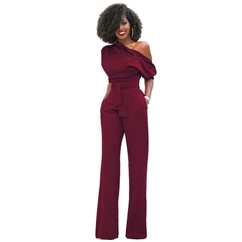 Diagonal collar button up jumpsuit - runwayfashionista.com