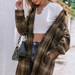 Plaid Button Up Long Sleeve Shacket - runwayfashionista.com