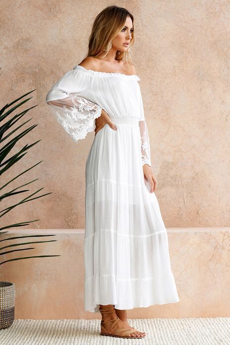 Bohemian Off Shoulder Maxi Dress - runwayfashionista.com