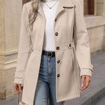 Elegant Single-breasted Mid Length Coat - beige