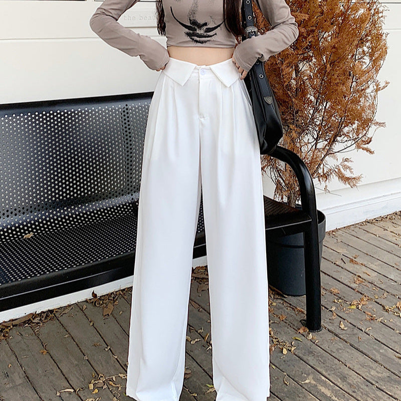Cuffed Design Long Silk Suit Pants