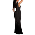 Elegant Strapless Ribbon-Trimmed Evening Gown - black