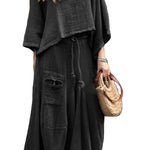 Relaxed Asymmetric Top and Maxi Skirt Set