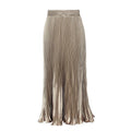 Glossy pleated long skirt