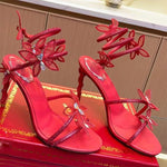 Snake Butterfly Rhinestone Flower Stiletto Heels