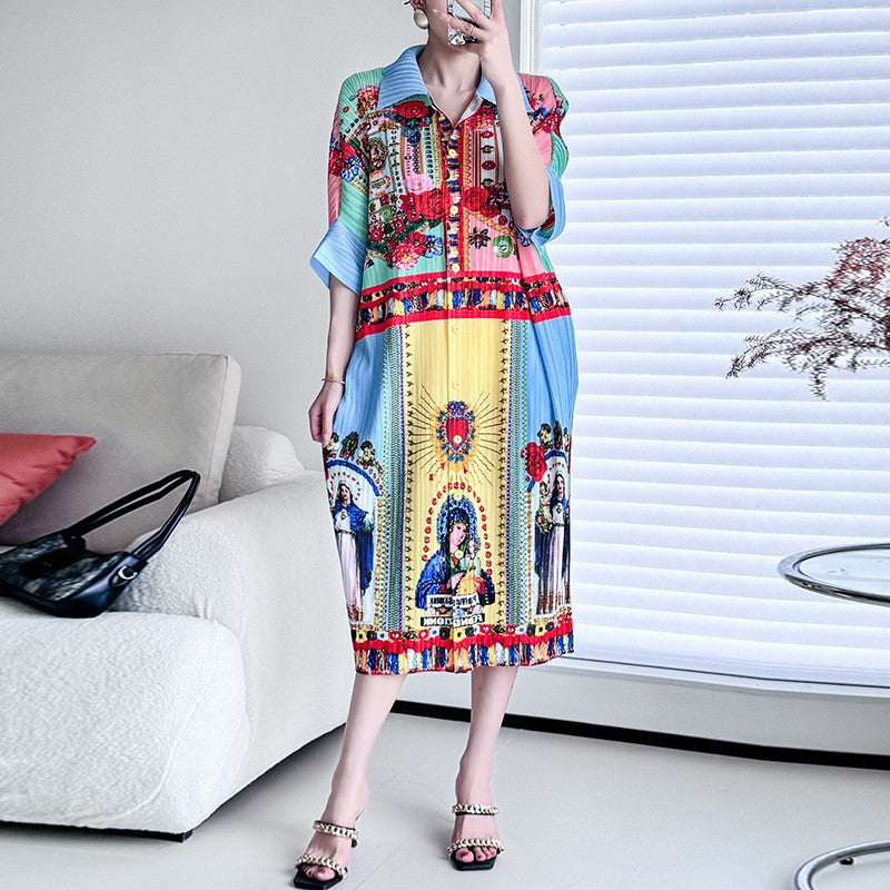 Bold & Beautiful: New Pleated Midi Dress - Blue