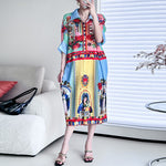 Bold & Beautiful: New Pleated Midi Dress - Blue