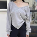 V-neck Off Shoulder Hoodie