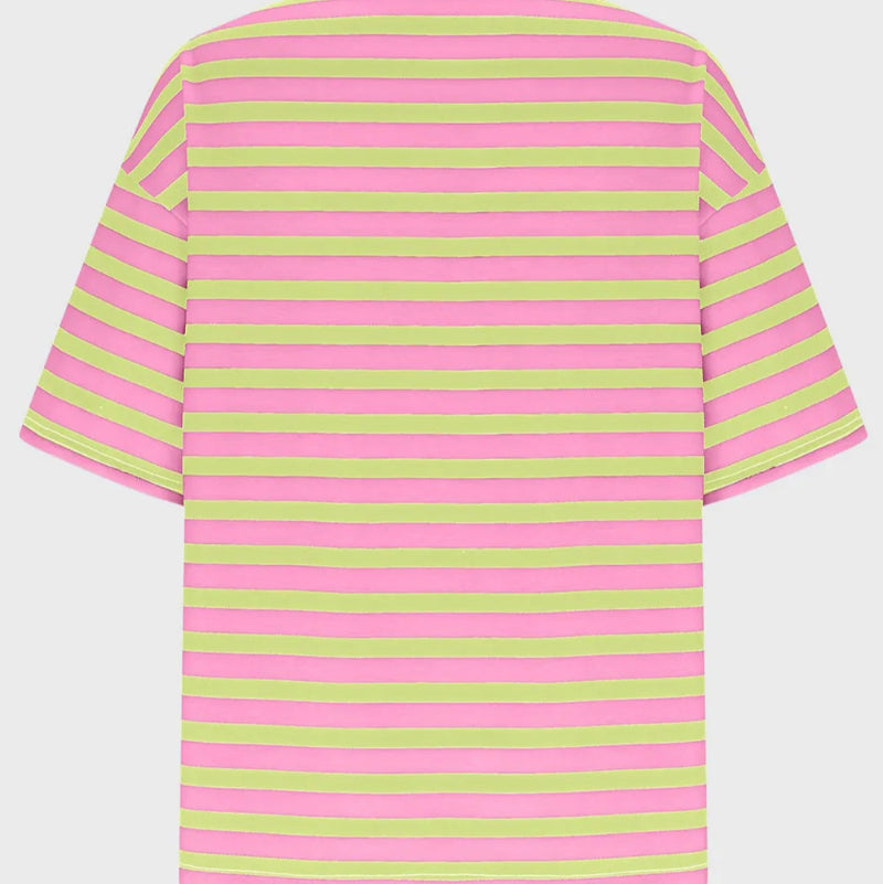 Casual Striped Quarter Sleeve T - Shirt - runwayfashionista.com