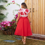 Bold Red Patchwork Midi Dress for Curves!