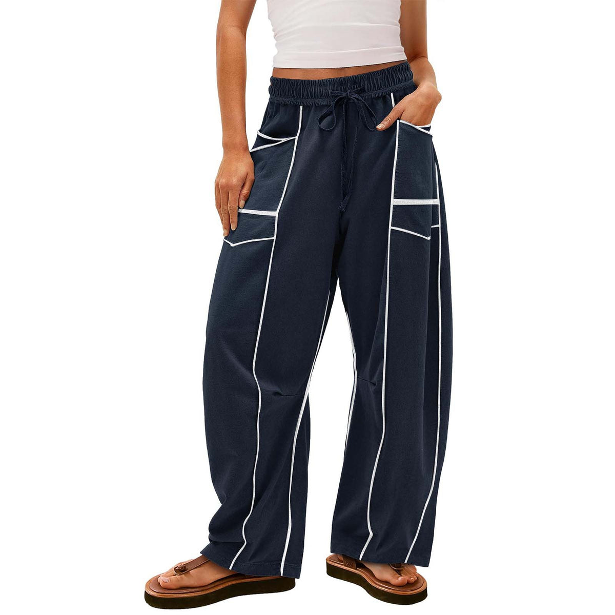 Y2K Wide-leg Pants With Pockets