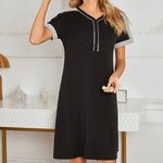 Contrast Stitching Contrast Short Sleeve Dress - runwayfashionista.com