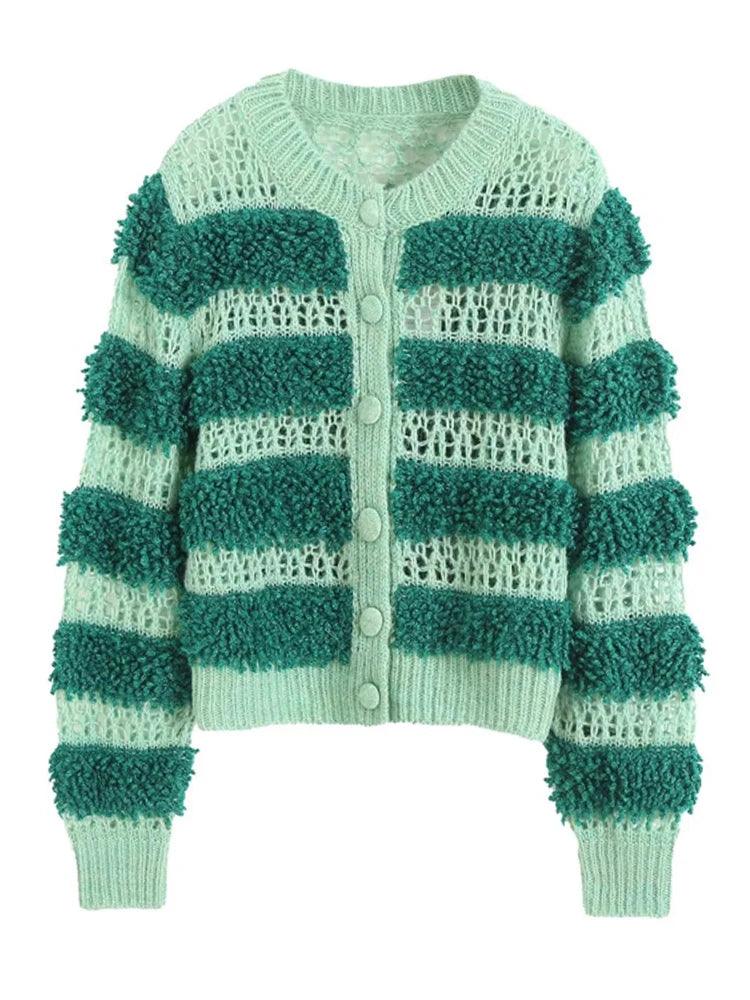 Hit Color Knitting Cardigan - runwayfashionista.com