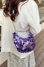 Sequin Chain Crossbody Bag - Adjustable & Stylish - rnwayfashionistacom