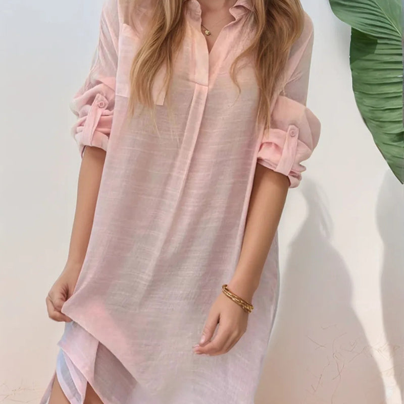 Bold Shirt Dress with Daring Side Slits