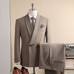 Men's Shawl Lapel Single-Button Structured Blazer & Flat-Front Cuffed Trousers Formal Two-Piece Suit Set