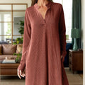 Notched long sleeve mini dress - runwayfashionista.com
