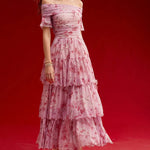 Floral Off-the-Shoulder Tiered Maxi Dress