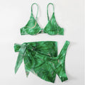 Marble patterned three piece bikini set