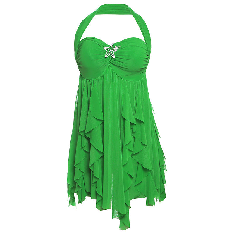 Bold & Beautiful: Halter Neck Backless Mini Dress - green