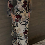 Mesh Floral Embroidered Long-sleeved Maxi Dress
