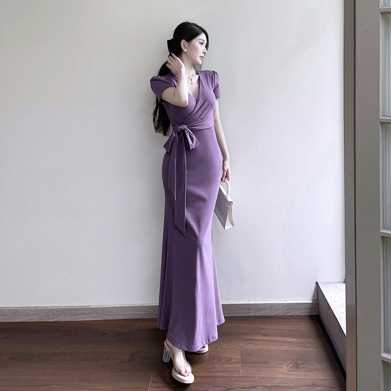 Summer Sleek: The Deep V-Strap Midi Dress