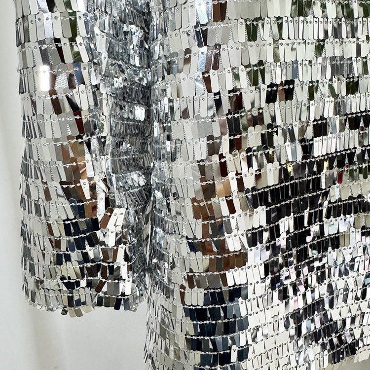 Silver Sequin Blazer & Flared Trouser Suit