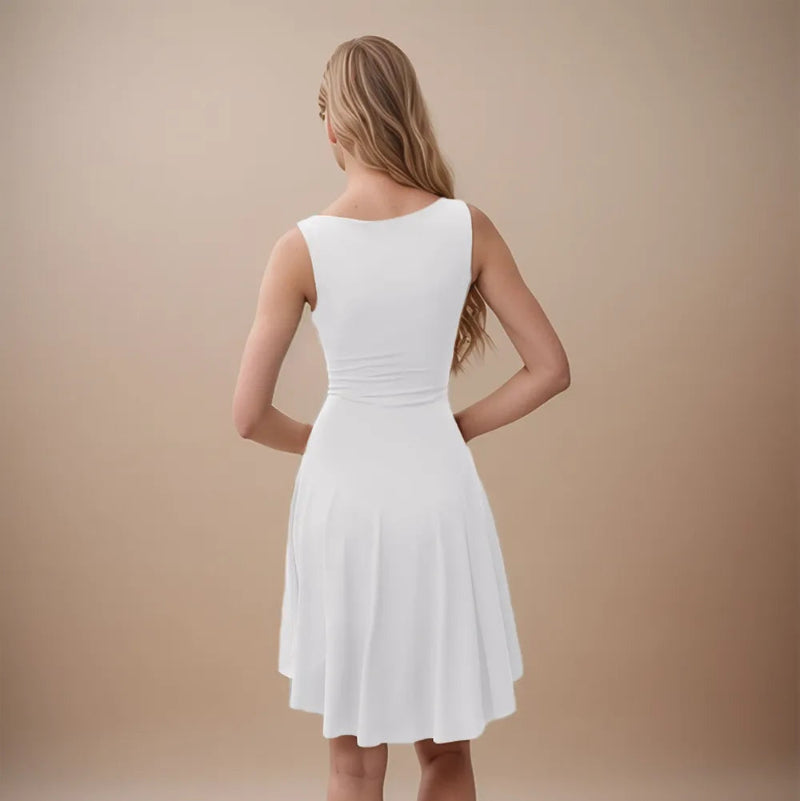 High-Low Round Neck Sleeveless Mini Dress