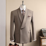 Men's Shawl Lapel Single-Button Structured Blazer & Flat-Front Cuffed Trousers Formal Two-Piece Suit Set