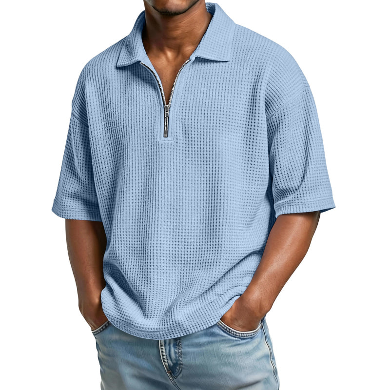 Waffle-Weave Short-Sleeved Shirts - runwayfashionista.com