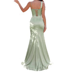 Elegant Sage Green Satin Maxi Dress ✨