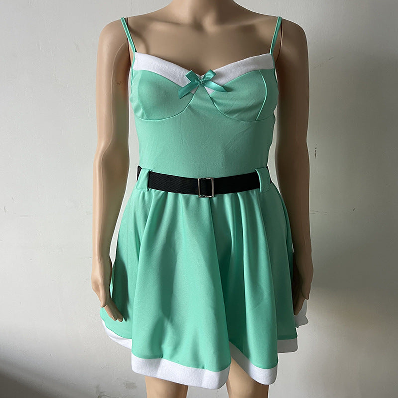 Festive Contrast-Trim Camisole Dress