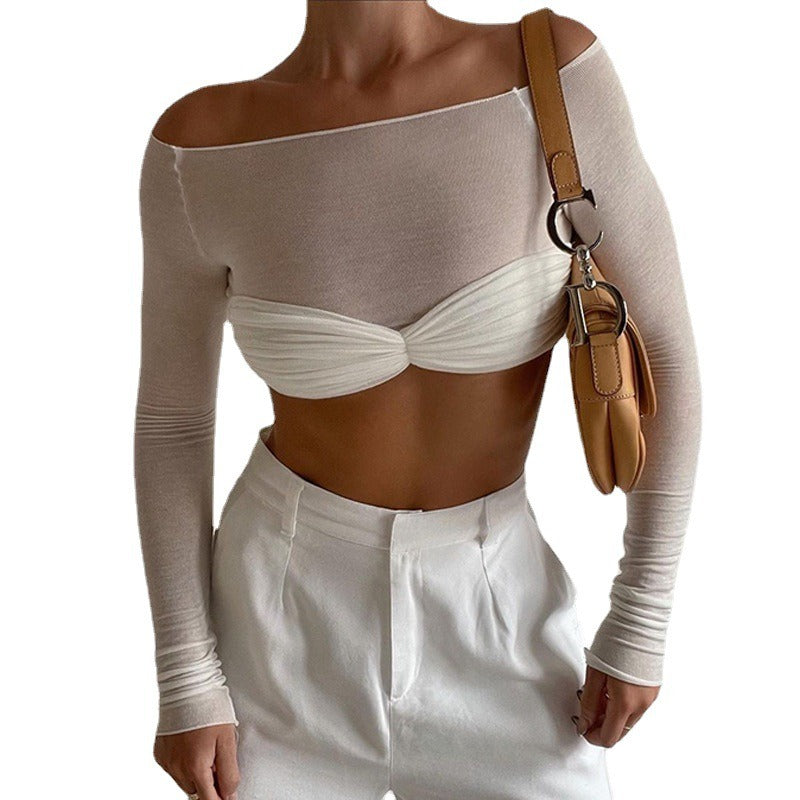 Wrapped chest style open waist T-shirt