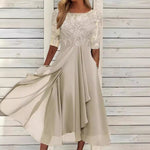 Elevate Your Presence: The Elegant Chiffon Lace Hollow-Out Maxi Dress