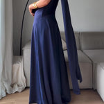 Royal Blue Satin Sleeveless Maxi Dress